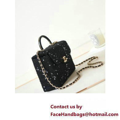 Chanel Wool Tweed  &  Gold-Tone Metal Small box Bag AS4470 Black 2023